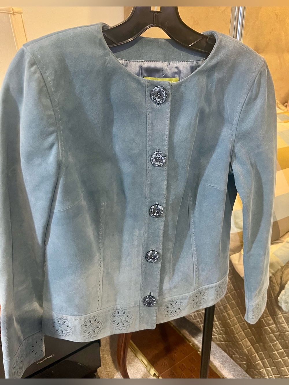 Sigrid Olsen Light Blue 💯% Suede Button-Front Jacket